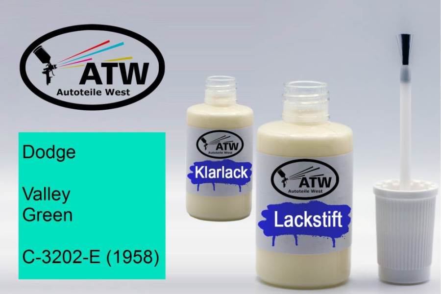 Dodge, Valley Green, C-3202-E (1958): 20ml Lackstift + 20ml Klarlack - Set, von ATW Autoteile West.